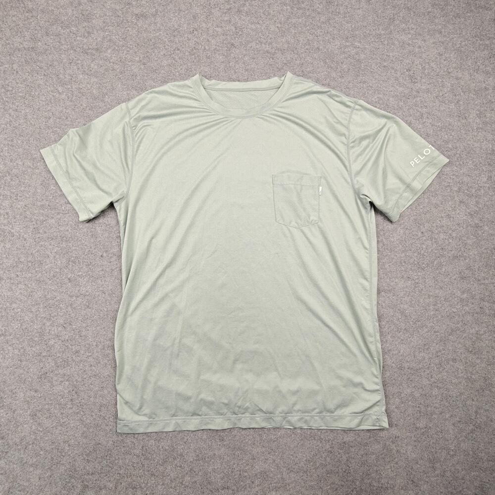 Vuori Shirt Mens Large Green Pocket Crewneck Peloton Logo Breathable Tee